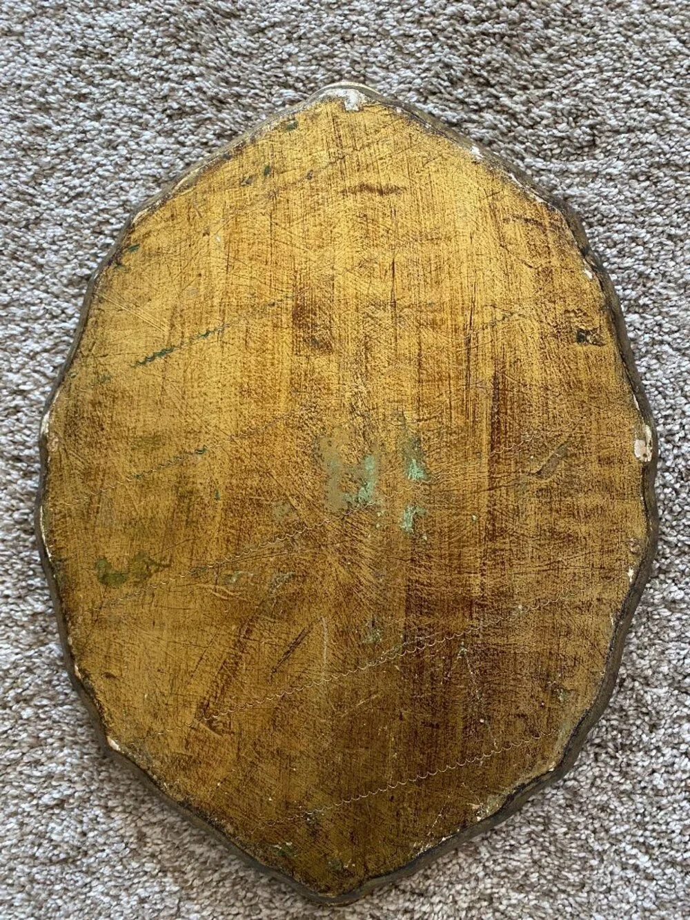 Italian Florentine Gilded Gilt in Carved Wood Serving Tray Tolrware Tole, 1960